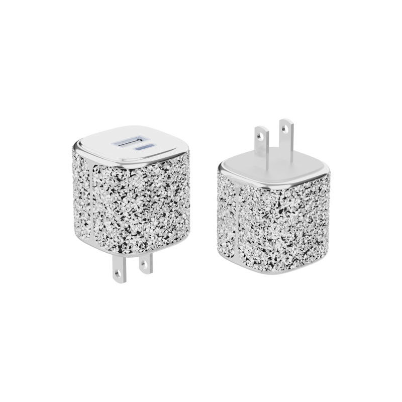 Tamaño de bolsillo PD3.0 35W Cargador de pared de doble puerto con acabado de diamante