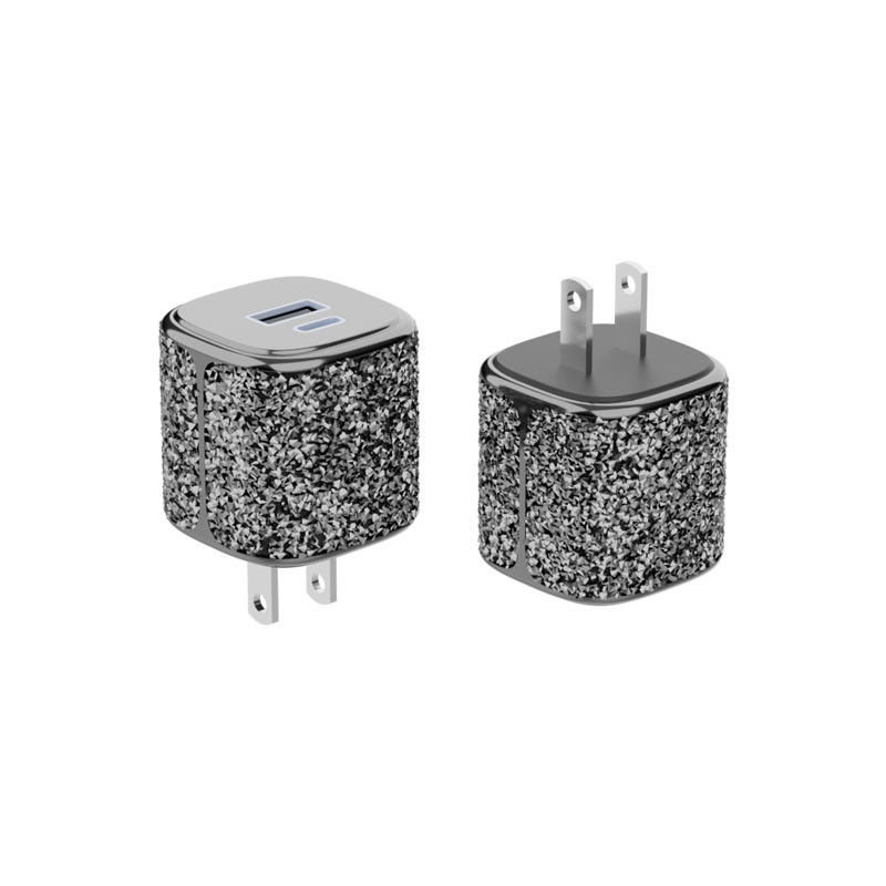 Ultra compacto 35W tipo C cargador de pared con carcasa de diamante y acabado de electro-revestimiento