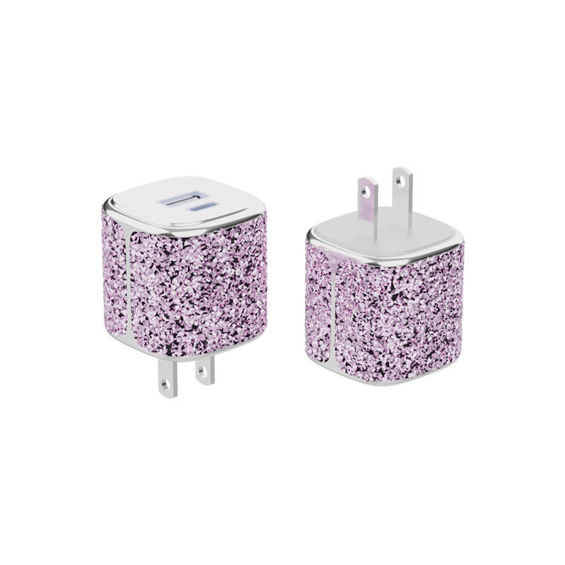 Diseño de patente Tipo C Cargador de pared de 35 W con doble puerto Mini GaN Cargador de concha de diamante